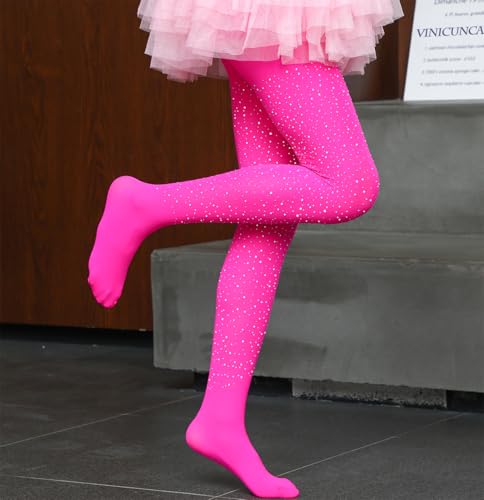 Image of VINICUNCA Girls Sparkle Rhinestone Tights Ultra-Soft Footed Dance Stockings Cospaly Accessories
