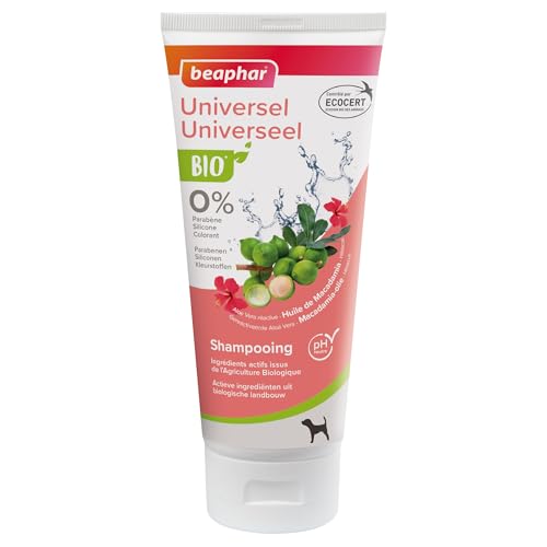 BEAPHAR – Shampoing Universel labellisé ECOCERT pour Tous Les pelages du Chien – Contient de l'Aloe Vera, de l'huile de Macadamia et des Fleurs d'hibiscus...