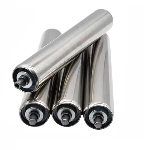 Paquete de 4 poleas de descarga de acero galvanizado, rodillos industriales pesados de 25/38/50 mm para proyectos de carpintería y bricolaje, juego de metal de 50 mm de diámetro, 200 mm de longitud