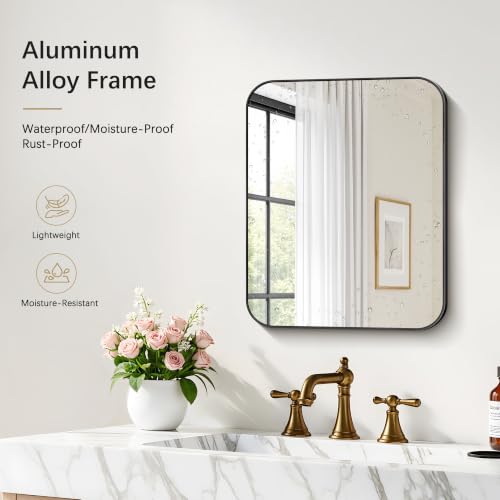 Image of DESBING 16 inchx20 inch Bathroom Mirror for Over Sink, Black Framed Wall Mirror