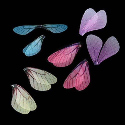NUOBESTY DIY Dragonfly Wings 50Pcs, DIY Butterfly Wings Charms Handmade Wedding Dragonfly Wings Decors Cloth Jewelry Crafts Making Wings Craft for Decor(Random Color)