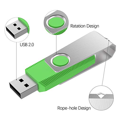 KEXIN USB Stick 16GB 5er Set, Speicherstick USB 2.0, Buntes Metallgehäuse, Drehbares Design - Schlüsselanhängergeeignete USB-Sticks
