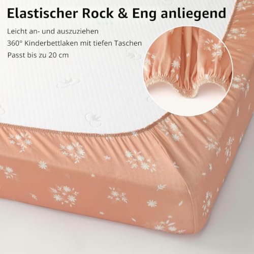 FIEMOL Baby Spannbettlaken 70x140 cm Kinderbett Spannbetttuch, 3er-Pack Mikrofaser Bettlaken Für Babybett… – Ansicht 5