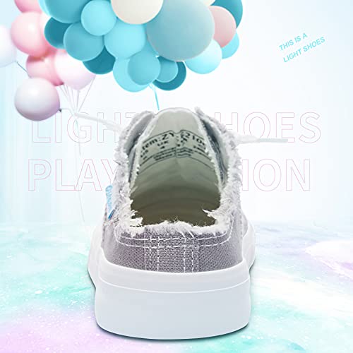 Image of Obtaom Women Canvas Mules Memory Foam Clipper Fashion Sneakers Comfortable Slip-On Mule Backless Holiday Shoes