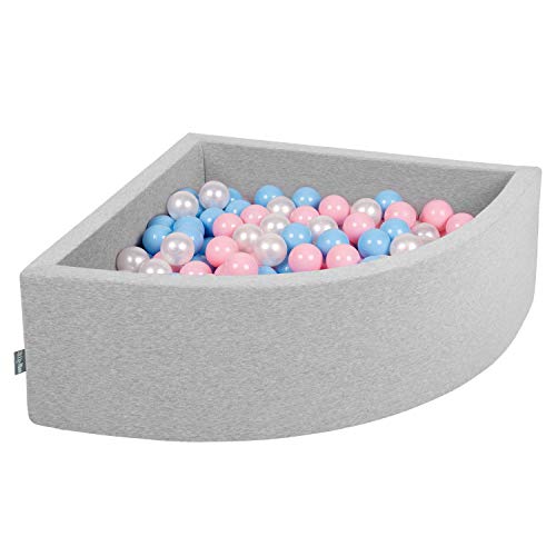KiddyMoon 90X30cm/300 Bolas Piscina De Bolas ∅ 7Cm para Ninos Cuarto Angular Hecha En La UE,...