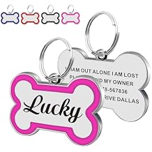 Dog Tags Personalized for Pets Dog Name Tags Personalized Dog Tag Engraved Custom Dog Tags for Pets Custom ID Tags for Puppy Cat Pink, S