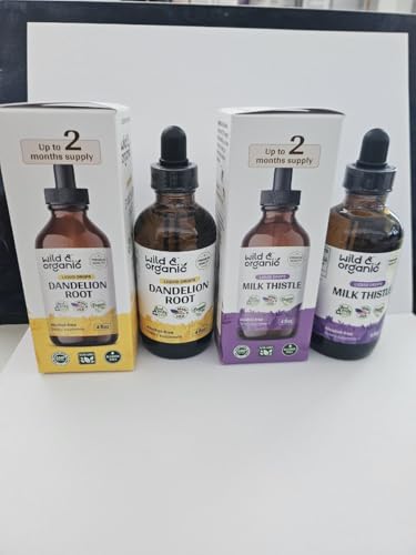 Wild & Organic Dandelion Root Tincture 4 fl oz & Milk Thistle Tincture 4 fl oz