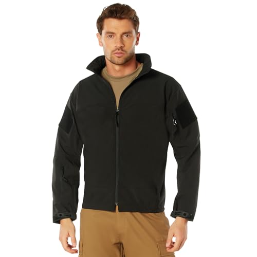 Rothco Stealth Ops Soft Shell Tactical Jacket - Veste militaire de mi-saison noire pour homme