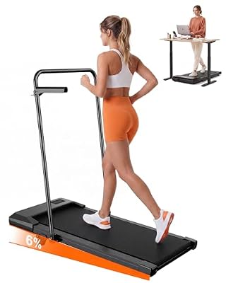 Lacuffy Walking Pad with 6% Incline, 300LBS Capacity Under Desk Treadmill for Home Office, Quiet Portable Mini Treadmill with App & Remote Control,No Assembly,Slim Design for Small Spaces(Rod&Black)