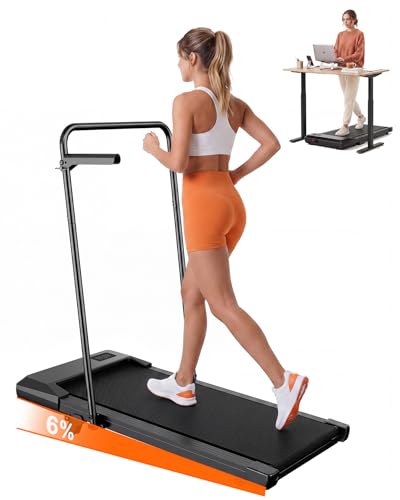 Image of Walking Pad with 6% Incline, 300LBS Capacity Under Desk Treadmill for Home Office, Quiet Portable Mini Treadmill with App & Remote Control, No Assembly, Slim Design for Small Spaces