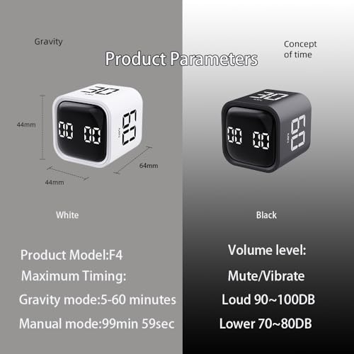 Image of EooCoo Digital Timer College School Supplies, Gravity Pomodoro Cube Rotation, Countdown Productivity Kitchen Timer 5 /10 /30 /60 Mins for Meeting, Back to School Gift, ADHD Tools, Office Desk Decoration