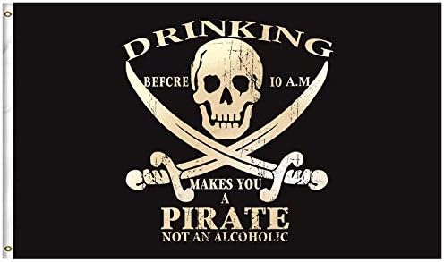 3x5 FT Pirate Flags - Jolly Roger Flags-Fading Materials - Bright Colors Anti-Pirate Flags Polyester Canvas Brass Buttonhole