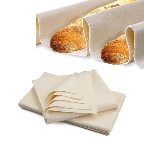 FAINCA 2 Pcs Tissu de Boulanger en Lin 48 * 36cm, Tissu Fermenté Sain et Inoffensif pur Coton, Chiffon à Pain Fermenté Antiadhésif, pour Cuisson Baguettes, Fermentation de Pâte