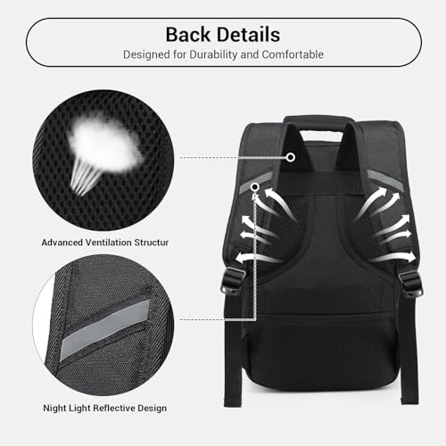 Kono Kabinentasche 40 x 20 x 25 cm für Ryanair Untersitz Reise Handgepäckrucksack Kabinengröße 20L, Schwarz , S, Minimalistisch