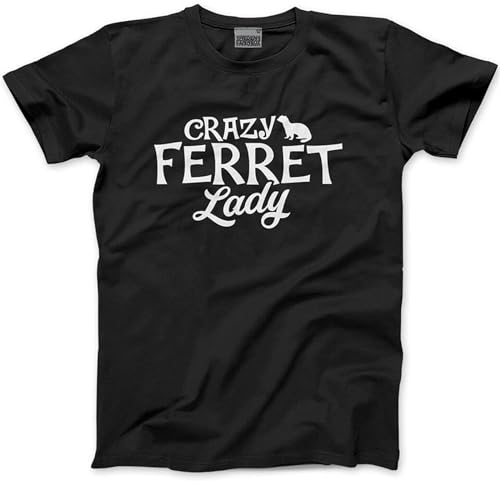 GOLDROAST Crazy Ferret Lady Ferret Lover Pet Owner Gift Mens O-Neck Unisex Short Sleeve T-Shirt Black L