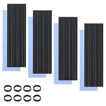 ELUTENG M.2 SSD Heatsink 4PCS 2280 SSD Heat Sink with NVMe Thermal Pad NVMe Heat Sink with 8 Black Rubber Straps for PC/PS5 PCIE or M.2 SATA