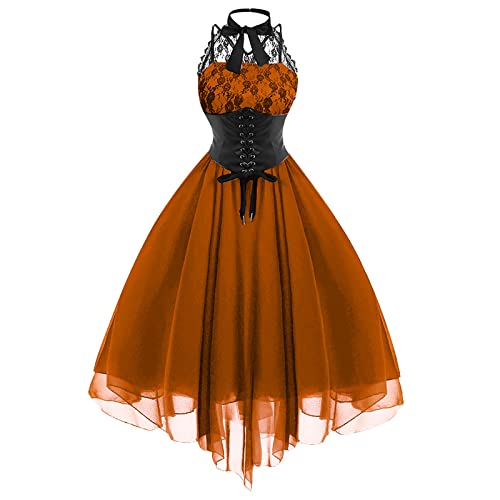 Robe gothique en dentelle avec corset licol ajustable pour une silhouette sculptée
