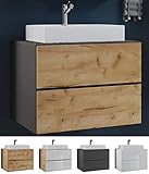 [page_title]-VCM 2-TLG. Badblock Lendas S Breite 60 cm: Anthrazit/Honig-Eiche