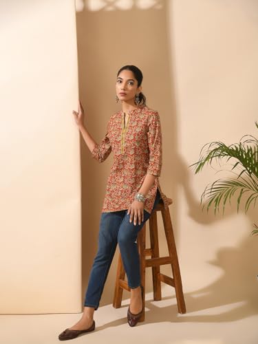 Image of Meesan Women's Casual Ethnic 3 /4 Sleeve Printed Tunic