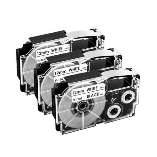 3 5PCS XR 12WEXR 12YW XR 12x 12mm��kl 60 kl 100���x�����[�J�[�ƌ݊����̂���Z���t�ڒ����x���e�[�v(3PK Black on White)