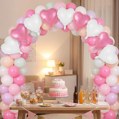 Image of 12 Pcs Colorful Heart Balloons,18 Inch Heart Foil Balloons Love Balloon Valentine Balloon for Birthday Party Wedding Engagement Party Baby Shower Valentine Day Decorations