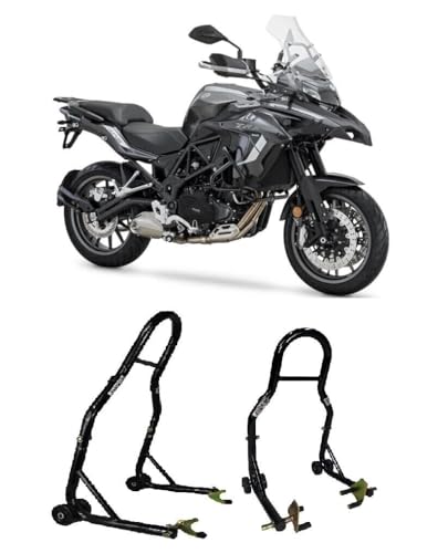 Coppia di cavalletti alzamoto alza moto per alzare sollevare la ruota posteriore e anteriore del della BENELLI TRK 502