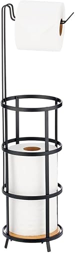 Miniatura 1 de mDesign Modern Metal Freestanding Toilet Paper Roll Holder Stand and Dispenser - Floor Holder Storage for 4 Rolls of Toilet Tissue or Bathroom