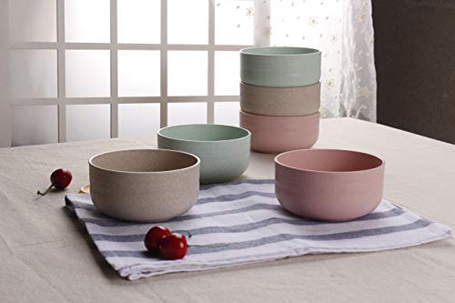 V Tower Microwave Safe Bowls Set 13Oz - 6 Wheat Straw Bowls Stylish Small Bowls Strong And Unbreakable For Dinner Rice Dessert Snacks Noodles Cereal And More Microwave Freezer And Dishwasher Safe #TOP3