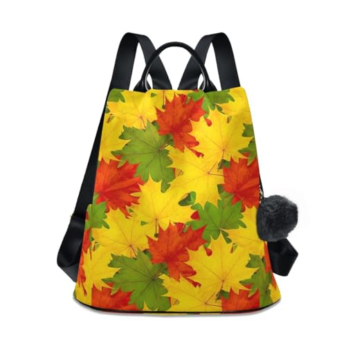 Sac à dos antivol jaune imprimé automne pour voyage sécurisé