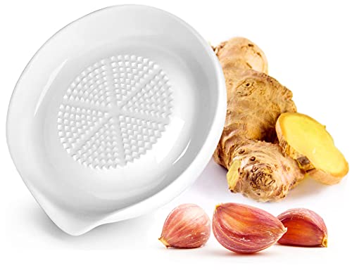 Ameolela Ceramics Grater Plate For Ginger, Garlic, Onion, Cheese, Lemon, Chocolate, Vegetables And Fruits For Kitchen, Set Of 2, White #TOP1