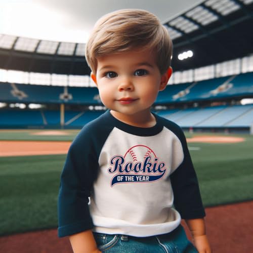 Rookie of The Year First Birthday Baby Boy Custom T-Shirt One Year Old Toddler Baseball Theme Kids Tees Personalized Shirt3