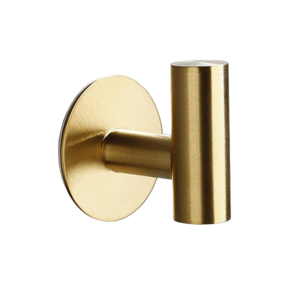 Lcanallyms Glue-Gold Wall Hooks, Coat Hook Bathroom Hooks Door Key Clothes Hanger Robe Towel Holder Organizer Hanging Kitchen Hardware,Glue,Ss(Glue-Gold)