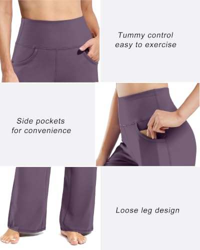 Image of Promover Wide Leg Pants for Woman Yoga Pants with Pockets Stretch