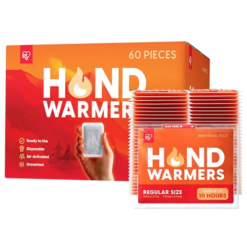 IRIS USA Hand Warmers, 60 Pack, Up to 10 Hours, TSA-Approved