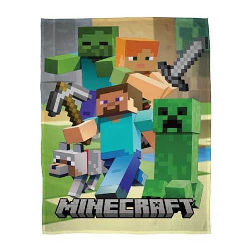 Minecraft Tagesdecke 160x200 cm - Große Kuscheldecke mit Minecraft Motiv Alex Steve und Creeper - Extra Flauschig, Coral-Fleece, Farbecht, Öko-Tex zertifiziert, Pflegeleichte Decke für Jungen Minecraft Tagesdecke 160x200 cm - Große Kuscheldecke mit Minecraft Motiv Alex Steve und Creeper - Extra Flauschig, Coral-Fleece, Farbecht, Öko-Tex zertifiziert, Pflegeleichte Decke für Jungen