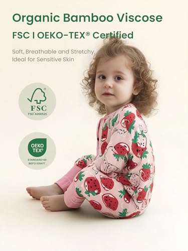 Image of Unisex Baby Bamboo Viscose Long Sleeve Romper, Cute Prints Zipper Footless Jumpsuit, Toddler One-Piece Outfits