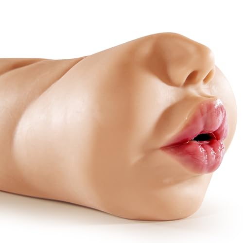 oyiyeyiyo Realistic Mouth Male Masturbator Deep Throat Pocket Pussy Blow Job Stroker with Teeth and Tongue Male Sex Toys for Men Masturbation Sex Doll Adult Toy for Oral Sex (Light Brown)