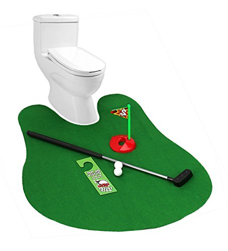 Rainbrace Toilet Golf, Potty Putter Putting Mat Golf Game Golf Toys for Bathroom