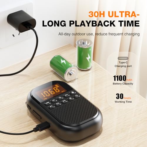 Image of AM FM Portable Radio with P1 /P2 /P3 Presets, Bluetooth & Rechargeable