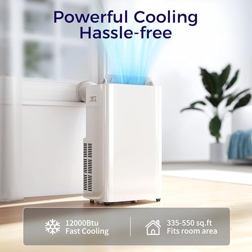 HOMCOM 12000 BTU Portable Air Conditioner with Remote Control, Free Standing AC Unit with Built-in Cool, Dehumidifier, Fan Modes for Room Up to 550 Sq.Ft., 24 Hour Timer, Window Installation Kit - Image 6