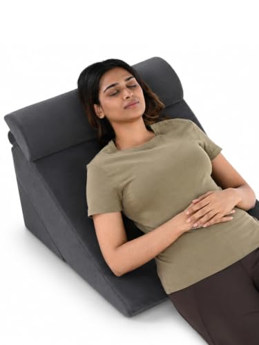 Image of FOVERA 3PCS Adjustable Bed Wedge Pillow Set for Sleeping, Triangle Support Pillow with Headrest for Back, Neck & Leg Pain Relief, Post Surgery Body Positioning for Acid Reflux & Sitting Support