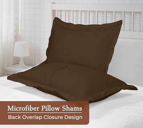 Image of Royale Linens Pillow Shams 2 Pack Standard Size 20x26 Inch - 1800 Microfiber - Bed Pillow Shams, Wrinkle Resistant Super Soft and Cozy - Back Overlap Closure - Oxford Pillowcase (Standard, Chocolate)