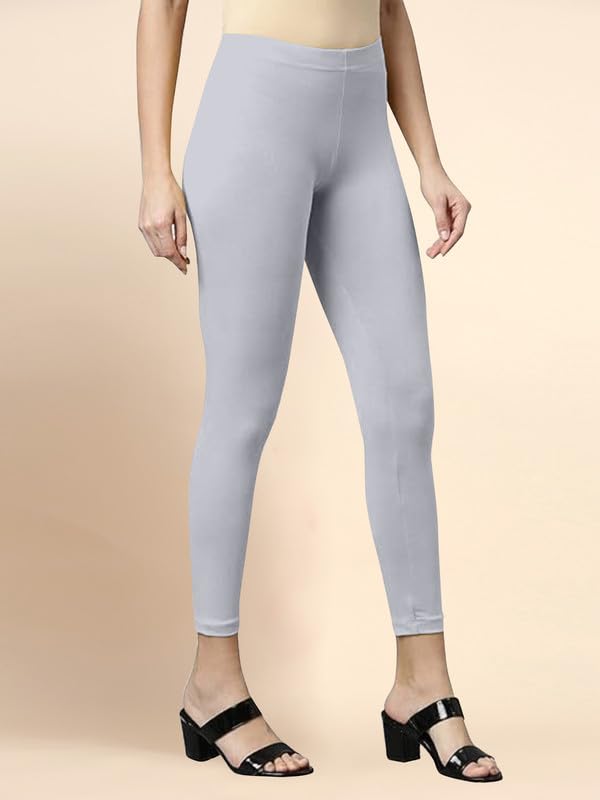 Image of TRENDMALLS Women's Microfiber Elastane Stretch Soft Cropped Leggings with Ultrasoft Waistband for Women