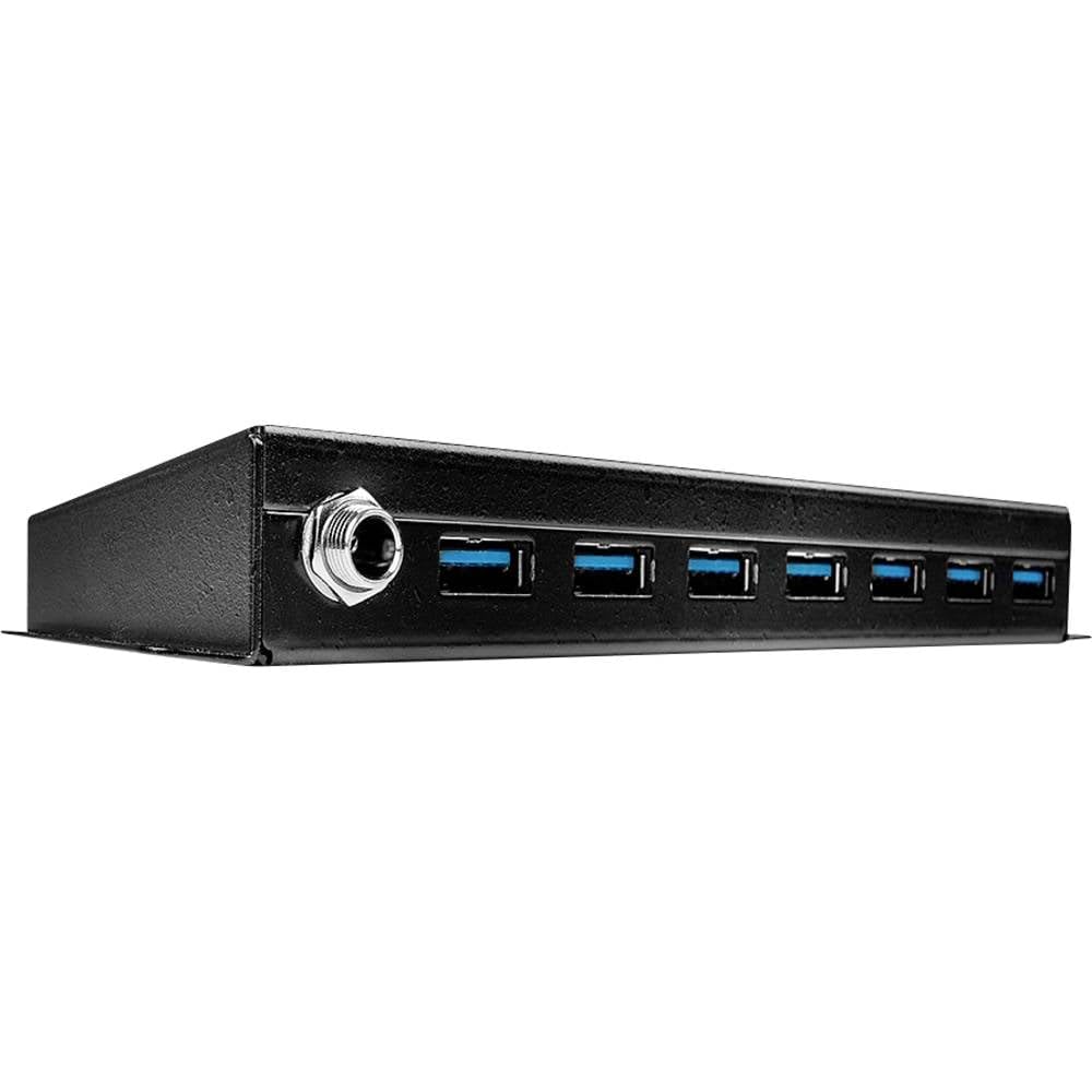 LINDY 43128 Metall 7 Port USB 3.0-Hub Schwarz, USB 3.0 Industrie Hub 7 Port