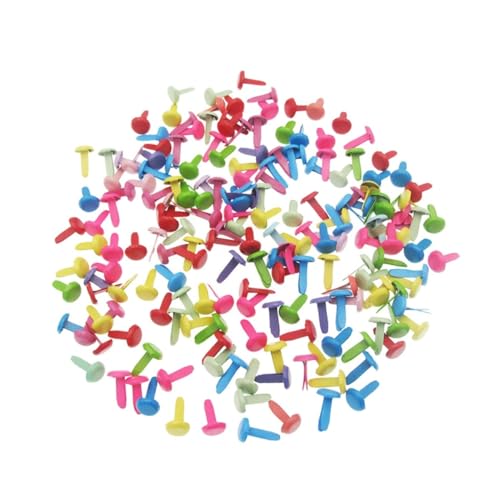 LIFKOME 100Pcs Mini Round Brads Random Multicolor Two Legged Craft Nails for Scrapbooking Paper Fasteners for Arts Crafts Double Nail Design for Handmade Projects
