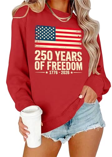 Image of PECHAR USA Sweatshirt Women American Flag Sweater 4th of July Shirts Patriotic Sweater Fourth of July Pullover