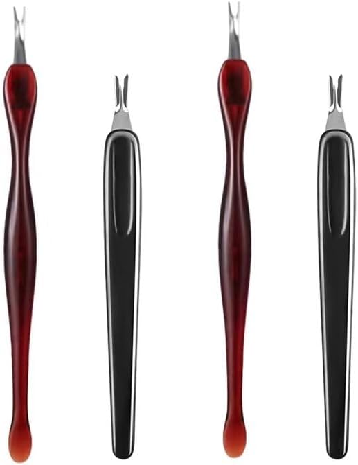 Cuticle Remover, 4 Pcs Cuticle Trimmer, Cuticle Pusher, V Shaped Cuticle Pusher, Manicure Dead Skin Removal Tool, for Finger and Toenail Care