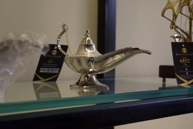 Houses of Treasures Aladdin Chirag Small | Miniature Aladdin Lamp-Shaped Decorative Showpiece in Antique Aluminium Finish | Vintage Home Décor & Kids’ Gift Item | Fairytale Inspired Design-image-17