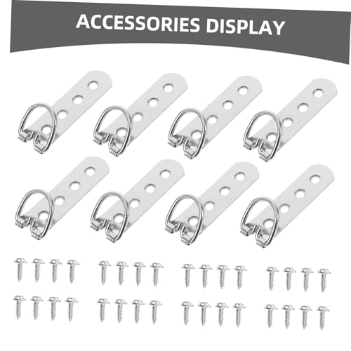 Image of SHINEOFI 8pcs Metal Photo Frame Eyelet Screws D-Rings for Artwork and Frames Easy Hanging