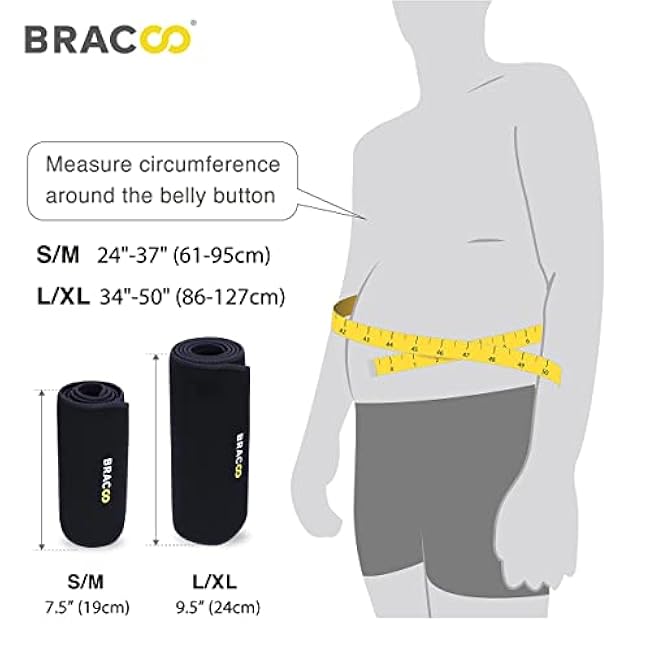 Bracoo Waist Trimmer Wrap,Sweat Sauna Slim Belly Belt for Men & Women-Abdominal Waist Trainer,Increased Core Stability, SE22